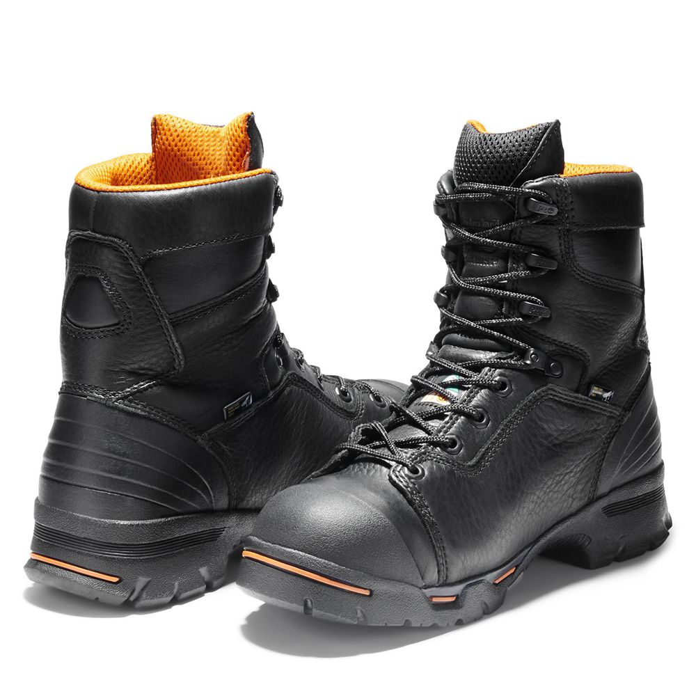 Timberland Μποτακια Εργασίας Ανδρικα Μαυρα - Pro® Endurance 8\" Steel Toe - Greece 5876924-NA